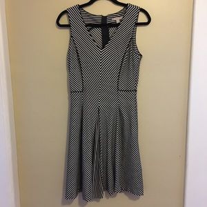 Banana Republic asymmetrical black striped dress