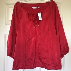 Red 3/4 Length Sleeved NY & Co. Blouse