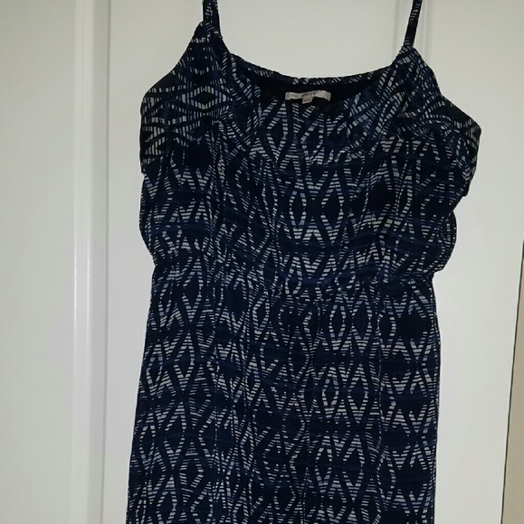 Blue geometric print dress