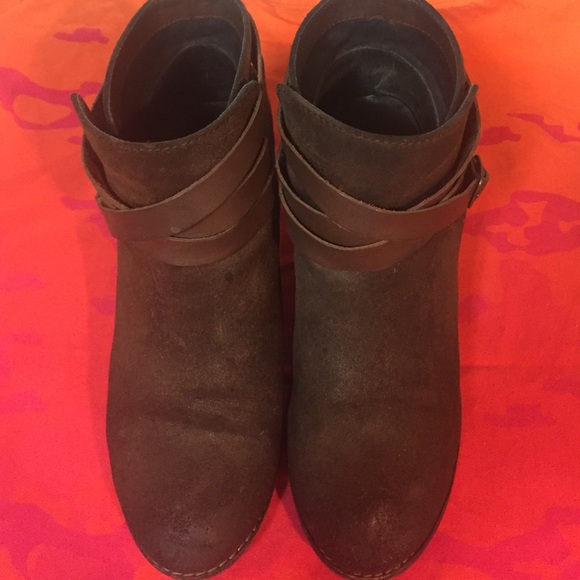 Brown suede booties