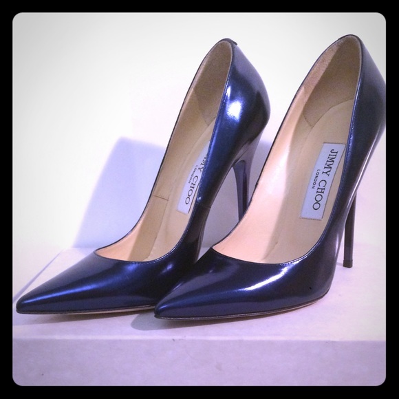 NEW-Jimmy Choo Anouk Metallic Denim pump- 36.5