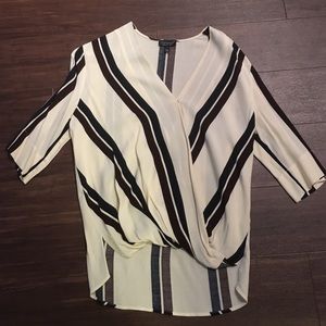 Topshop size 2 cream striped blouse