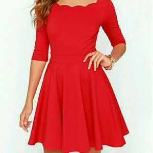 lulus scalloped red dress