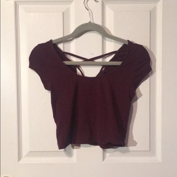Basic Burgundy Cross Back Crop Top