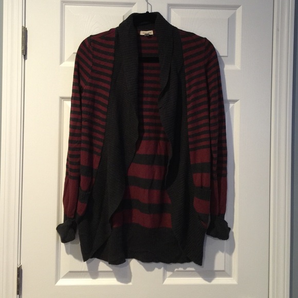 Striped shawl collar cardigan