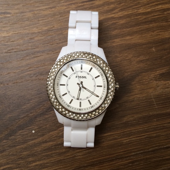 White Fossil Watch