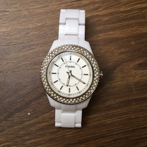 White Fossil Watch