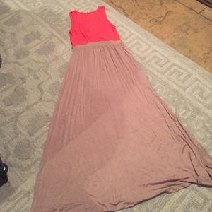 Coral and Tan Sun Dress