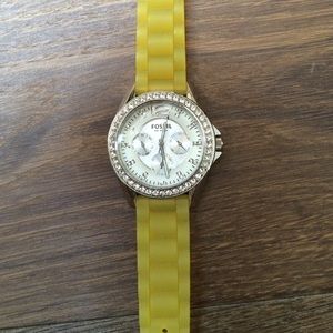 Yellow Fossil Watch