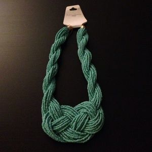 Beaded necklace, light aqua color