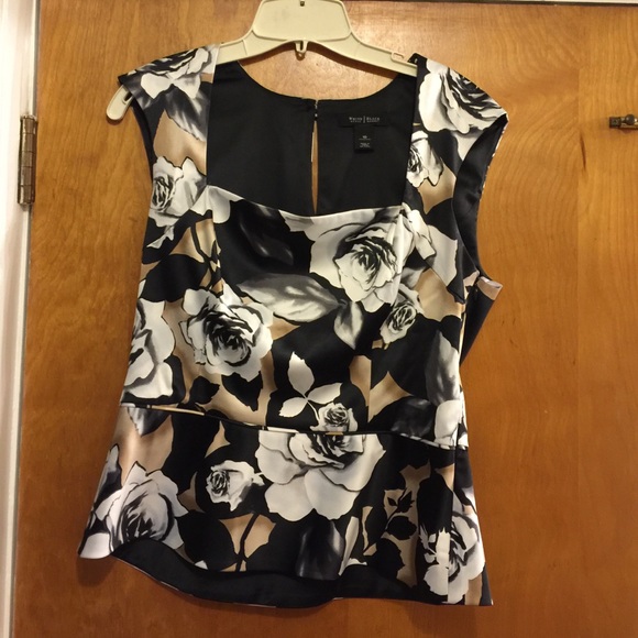 White House Black Market silk flower shirt