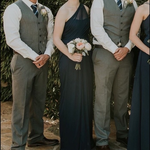 David's Bridal Marine Navy Bridesmaid Dress