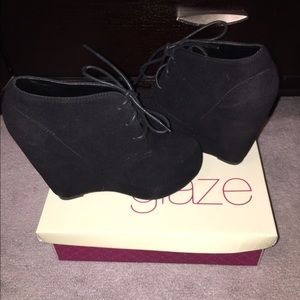 Suede wedge booties.