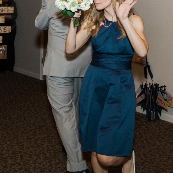 David's Bridal Navy (Marine) Bridesmaid Dress
