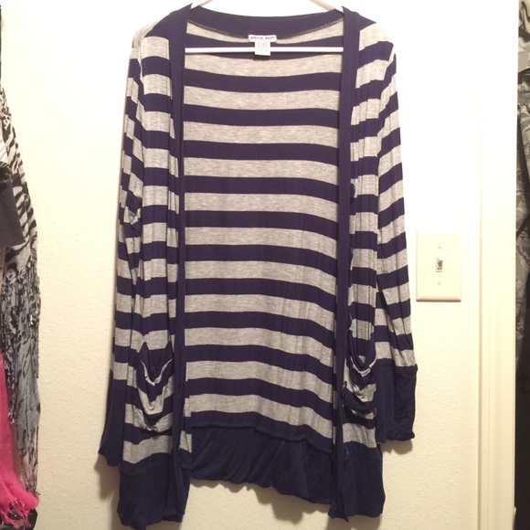 Gray and blue cardigan