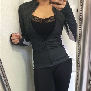 Nwot Slimming athletic track gray/white workout