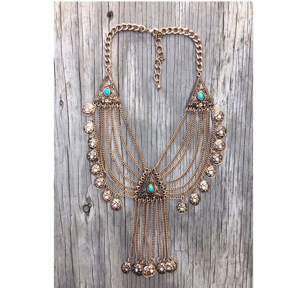 Jewelry - Turquoise Necklace, Coin Necklace