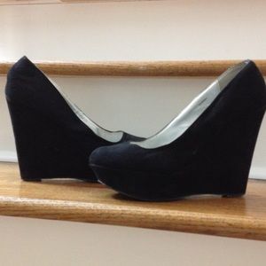 Charlotte Russe Black wedge high heeled pumps