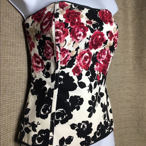 White House Black Market Tops - White House Black Market Bustier White/Wine/Black