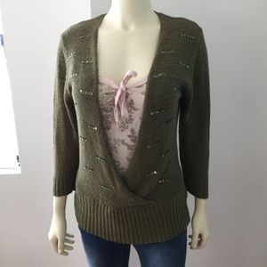 EUC Charlotte Russe Green Sequin Sweater