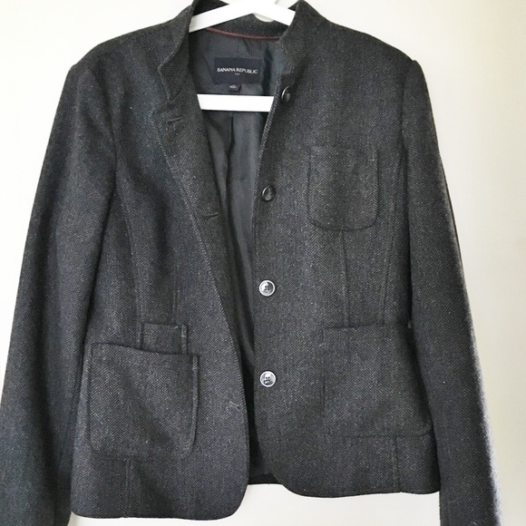 Gray herringbone blazer