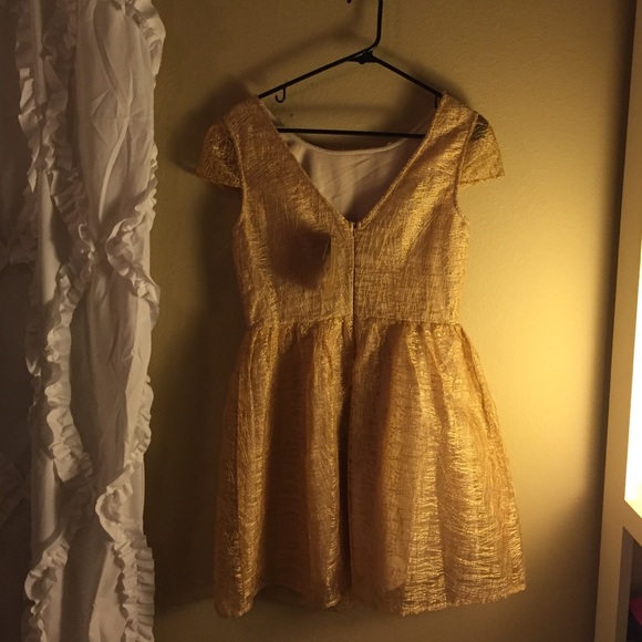 Francesca's Holiday Gold Dress - Picture 3 of 4