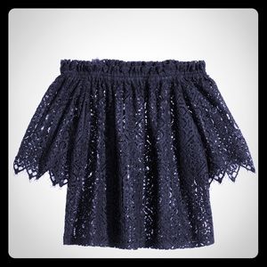 H&M BLACK LACE OFF THE SHOULDER TOP NWOT 4 SOLDOUT