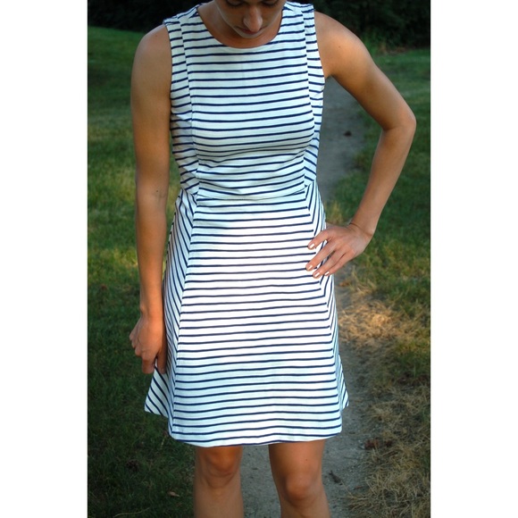 J. Crew Dresses & Skirts - J Crew Blue and White Striped Shift Dress size 4