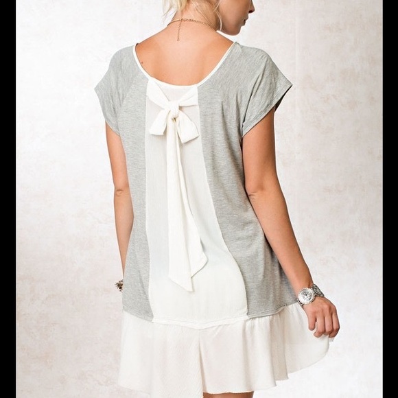 Boutique Tops - CHIFFON MINI/TUNIC WITH BOW