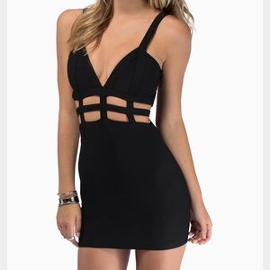 Tobi Venetian Bodycon Dress in Black