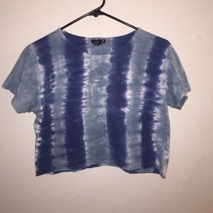 Blue tie die crop top