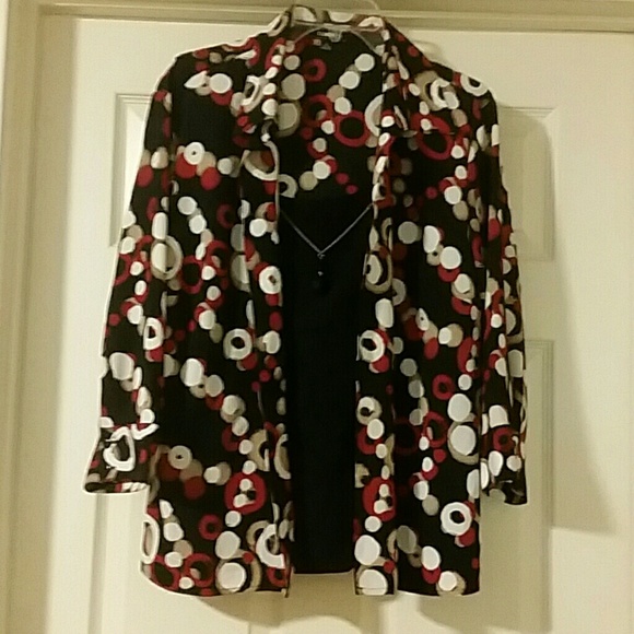 Womans dressy shirt with an attached necklace