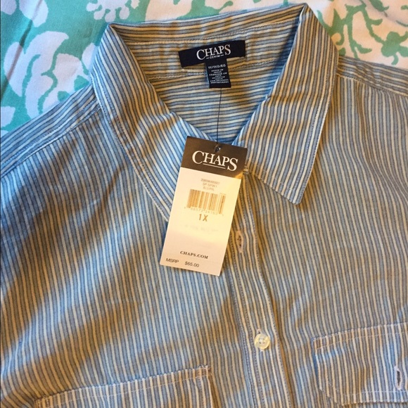 Chaps Tops - NEW $65 RETAIL Chaps Button Down Blue Pinstripe