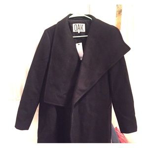 OAK NYC Asymmetrical Wool Wrap Coat