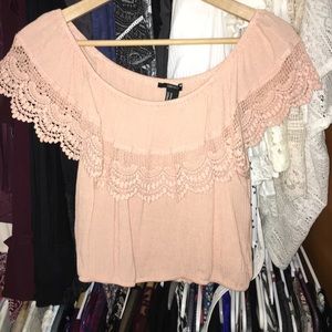 F21 Mauve crochet crop top