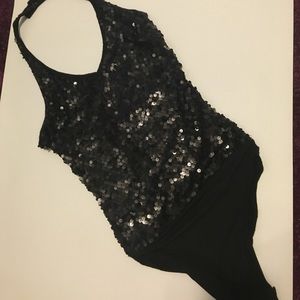 Black sequin body suit