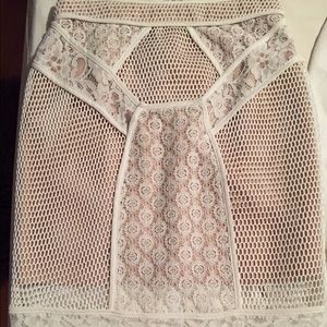 white lace endless rose pencil skirt size L