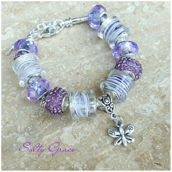 Salty Grace Jewelry - SOLD Farasha~ Purple butterfly charm bracelet