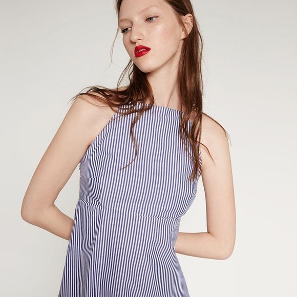 Blue and white dress from Zara