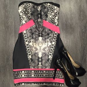 Wow Couture Strapless Print Dress