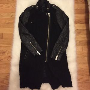 Zara Long 100% Leather Sleeve Jacket