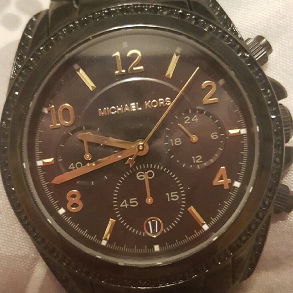 Michael kors black metal with gold women's watch,