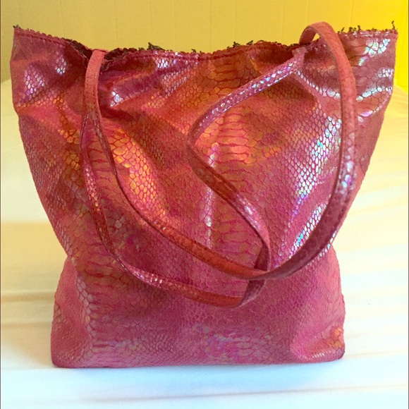 Carlos Falchi 'Fatto A Mano' Pink Snakeskin Tote
