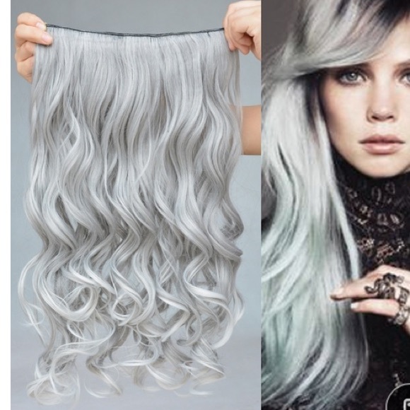 22" clip in Silver hair extensions