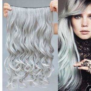 22" clip in Silver hair extensions