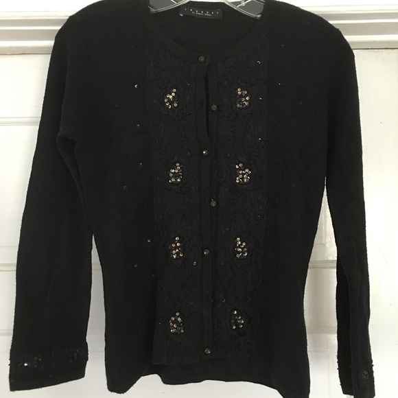 Beautiful Shelli Segal embellished black cardigan