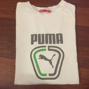 Puma mens white t-shirt with green accent