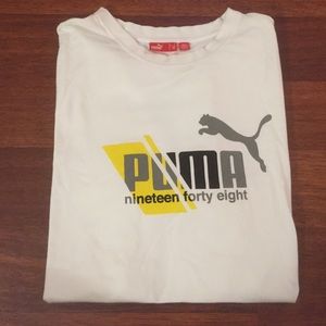 Puma mens white t-shirt with yellow accent