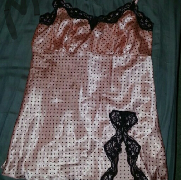 Coral and polka dot lingerie top