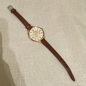 Gold and brown faux letter watch